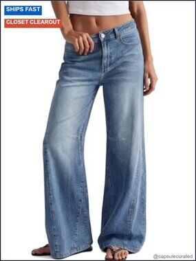 Women's High Waisted Wide Leg Barrel Jeans Plus Size Denim Loose Flare Stretchy